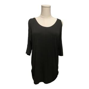 Women’s Black Cold Shoulder Blouse Size M Cotton Polyester Blend – Preloved